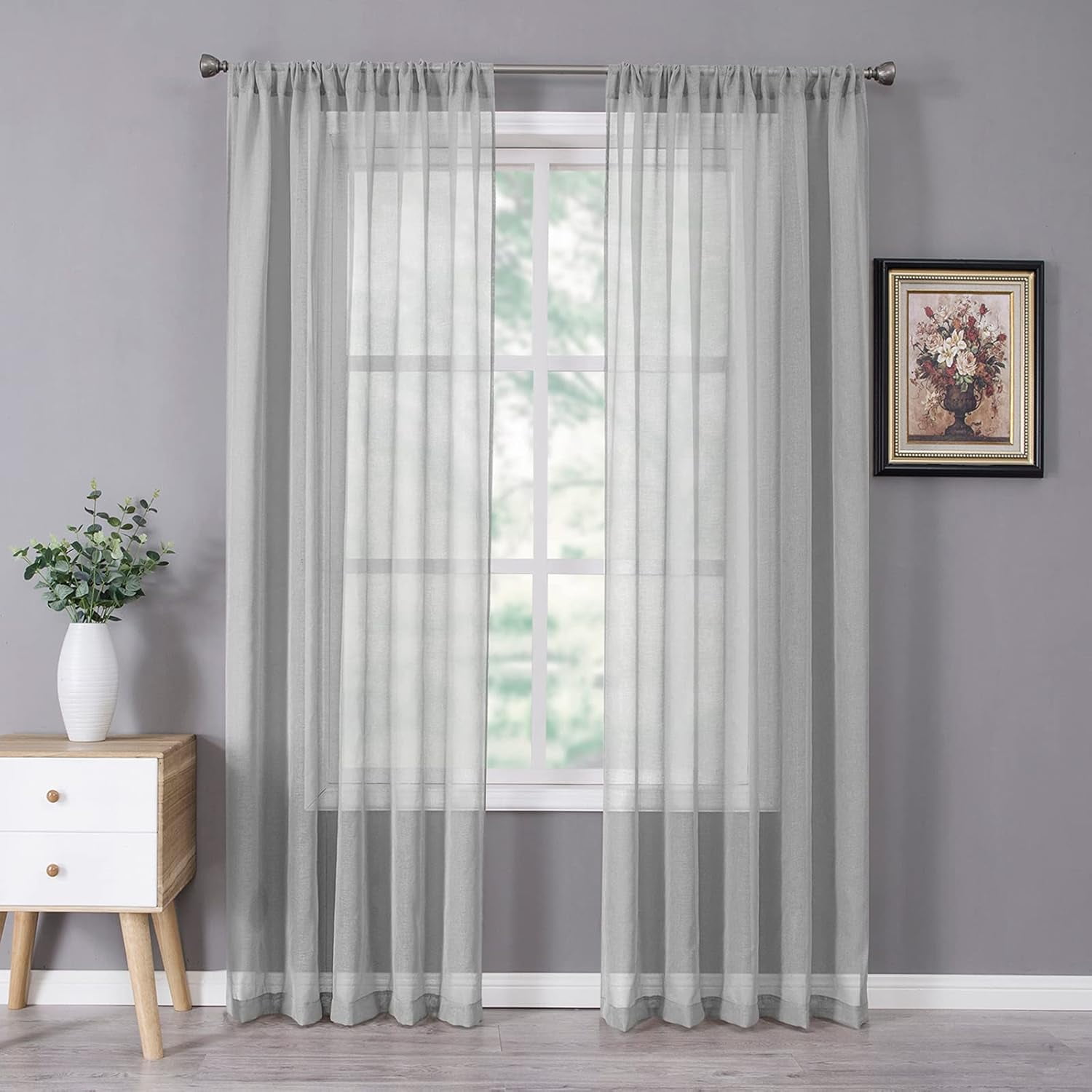 LKIFFA-Sheer Curtain Linen Textured Bedroom Curtains Sheer Light ...