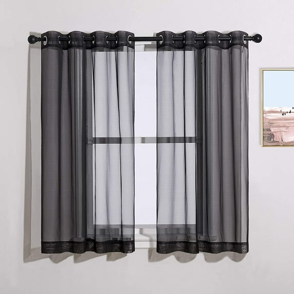 LKIFFA-Sheer Curtains for Windows 54 inch Long, Ring Top Soft Voile ...