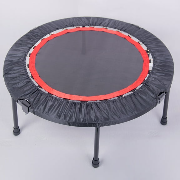 LKIJYG 40" x 40" Indoor Exercise Trampoline with Safety Pad, Black