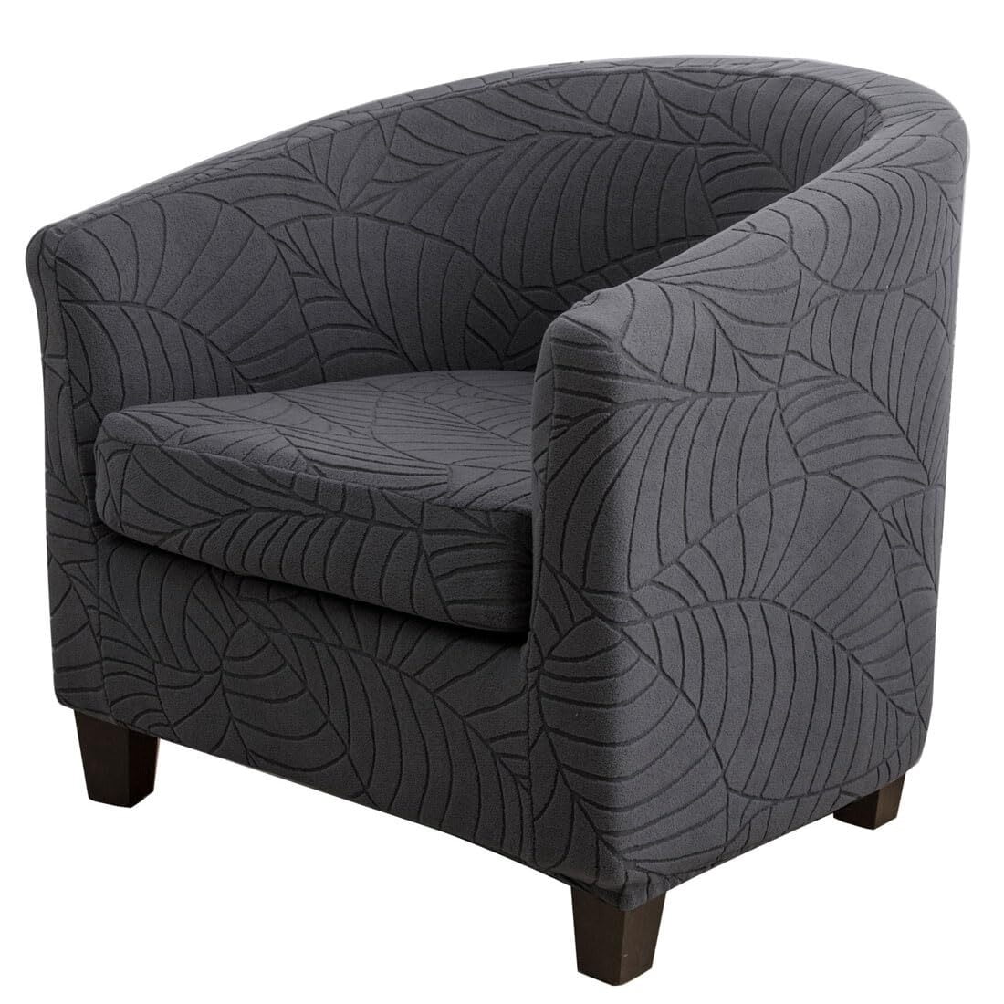 LKJYER 2 Piece Club Chair Slipcover Stretch Polyester Tub Chair Cover Anti Slip Jacquard Club Chair Cover for Living Room Bar Counter