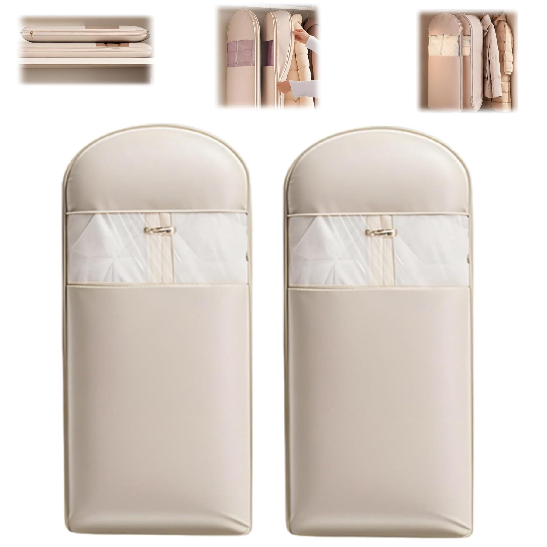 LKJYER 2025 Space Saving Hanging Garment Bag with Self Compression Zipper, Coat Storage Bag Hanging,Hanging Garment Bag With Self Compression Zipper
