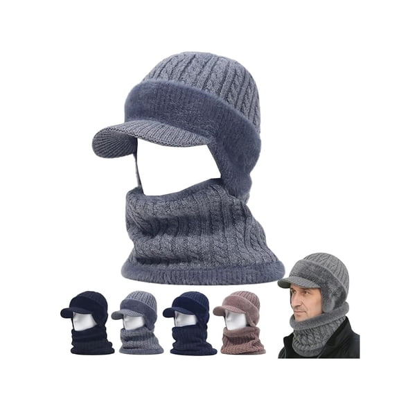 LKJYER Blocking Knitted Hats with Ear Flaps and Brim, Soft Breathable Fabric, Moisture Wicking Comfort,,Blocking Knitted Hats with Brim & Ear Flaps for Cold Weather