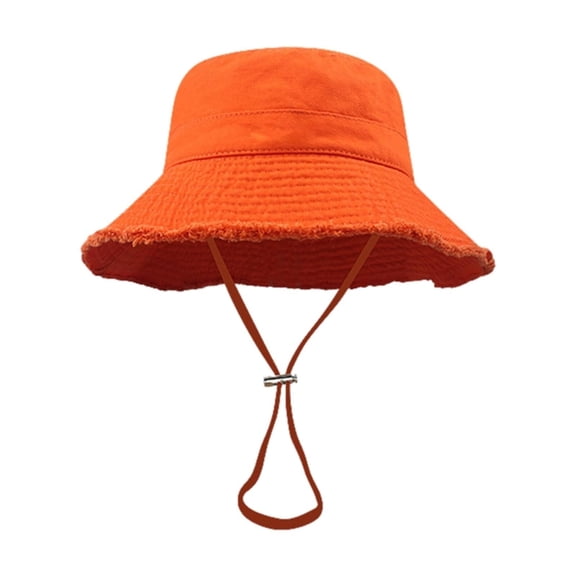 LKJYER Bucket Hat,Frayed Edge Fisherman Hat with Adjust Chin Rope Anti-Uv Bucket Hat for Adult Wide Brim Bucket Hat