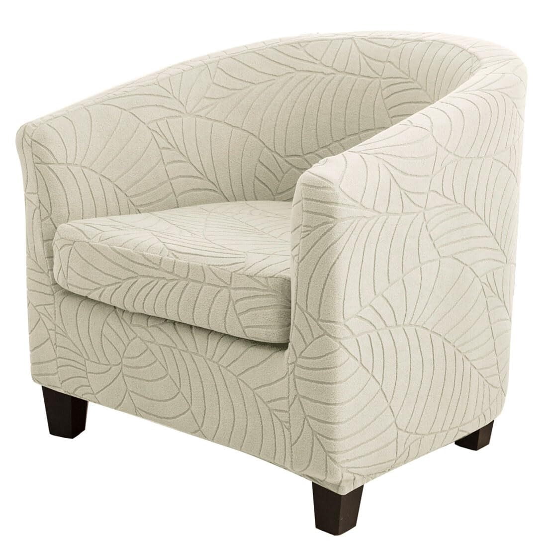 LKJYER Club Chair Covers Slipcover 2 Piece, Leaf Jacquard Stretch Tub Chair Cover Barrel Chair Covers Soft Armchair Sofa Cover Couch Furniture Protector