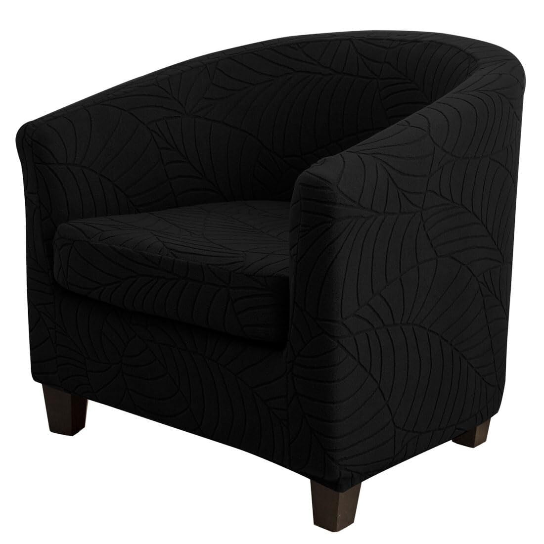 LKJYER Club Chair Covers Slipcover 2 Piece, Leaf Jacquard Stretch Tub Chair Cover Barrel Chair Covers Soft Armchair Sofa Cover Couch Furniture Protector