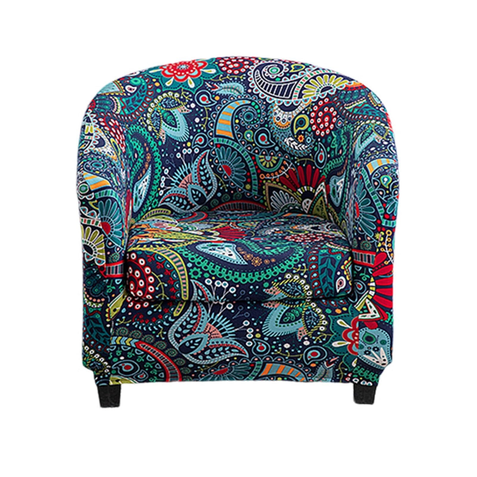 LKJYER Club Chair Slipcover 2 Piece Tub Chair Slipcover Stretch Barrel Chair Covers Printed Armchair Covers Removable Sofa Cover Couch Furniture Protector Arm Chair Cover for Living Room