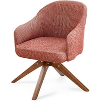 LKJYER Curved Back Chair Slipcover with Armrest, Faux Linen Armchair Accent Cover, Stretch Mid-Back Swivel Wing Chair Protector for Office Garden Home Kitchen