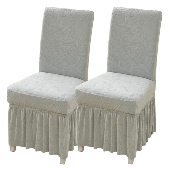 LKJYER Dining Chair Covers with Long Skirt,Chair Covers for Dining Room Set of 2/4/6,Stretch Removable Chair Slipcovers for Kitchen Wedding Party Banquet