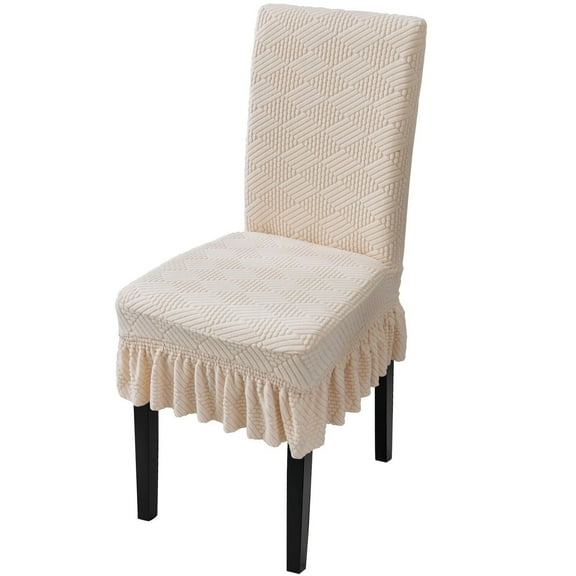 LKJYER Dining Chair Covers with Skirt Stretch Universal Dining Room Chair Slipcovers Removable Washable Parsons Chair Cover for Kitchen Wedding Party Banquet Hotel