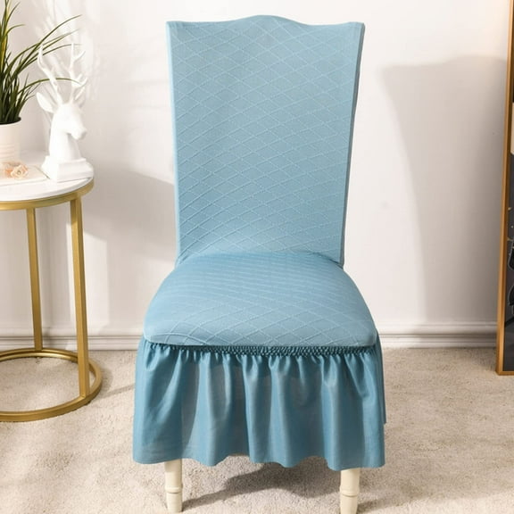 LKJYER Dining Room Chair Cover with Ruffled Skirt Stretch Spandex Chair Cover Universal Removable Washable Short Kitchen Chair Seat Cover
