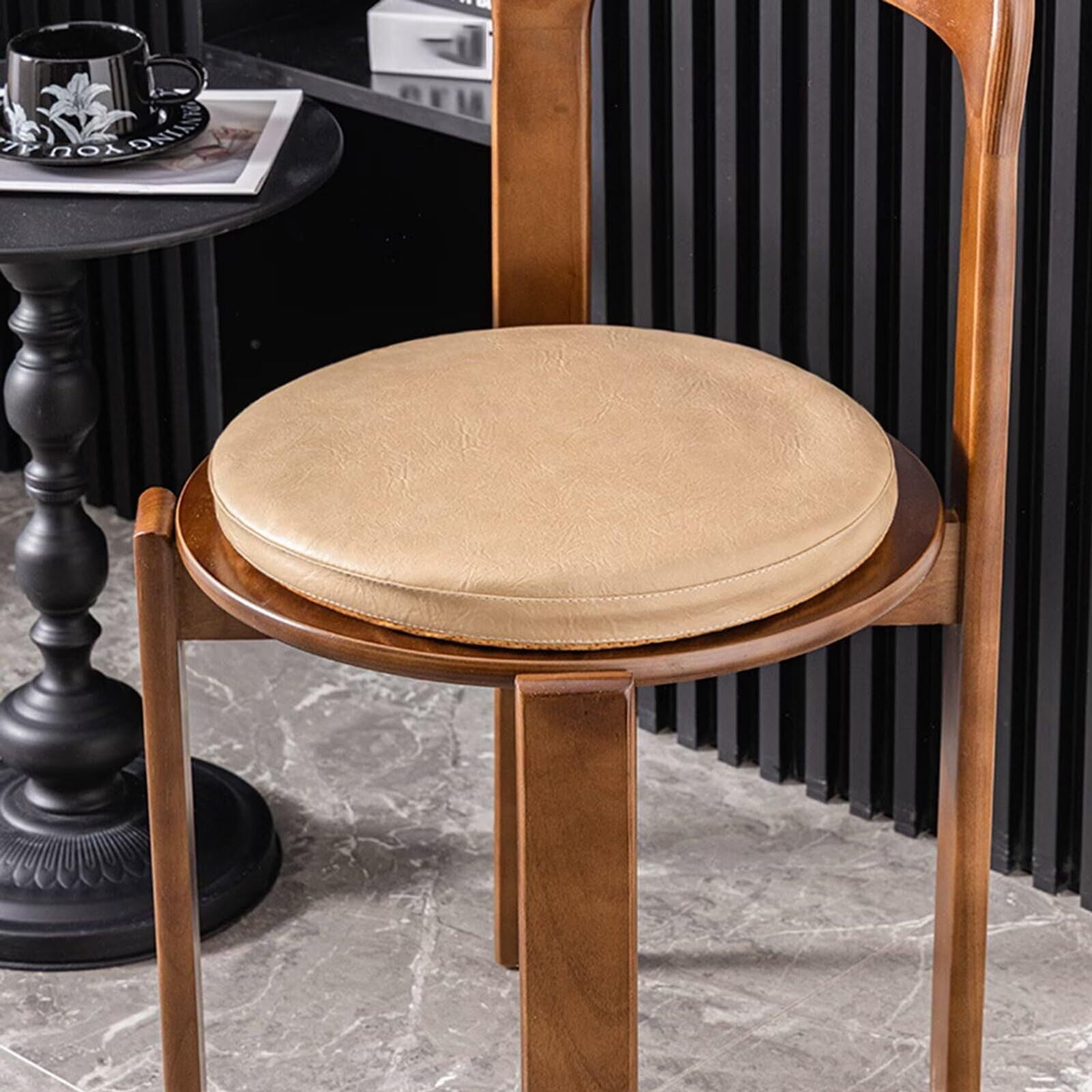 LKJYER Dining Room Chair Pads Nonslip, Bar Stool Seat Cushions Rounded , Waterproof Chair Cushion for Outdoor Furniture, Bar Stool Cushion Round with Rubber Back and Zipper Cover