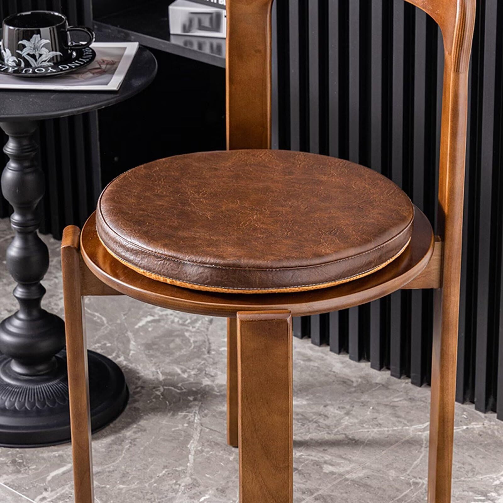 LKJYER Dining Room Chair Pads Nonslip, Bar Stool Seat Cushions Rounded , Waterproof Chair Cushion for Outdoor Furniture, Bar Stool Cushion Round with Rubber Back and Zipper Cover