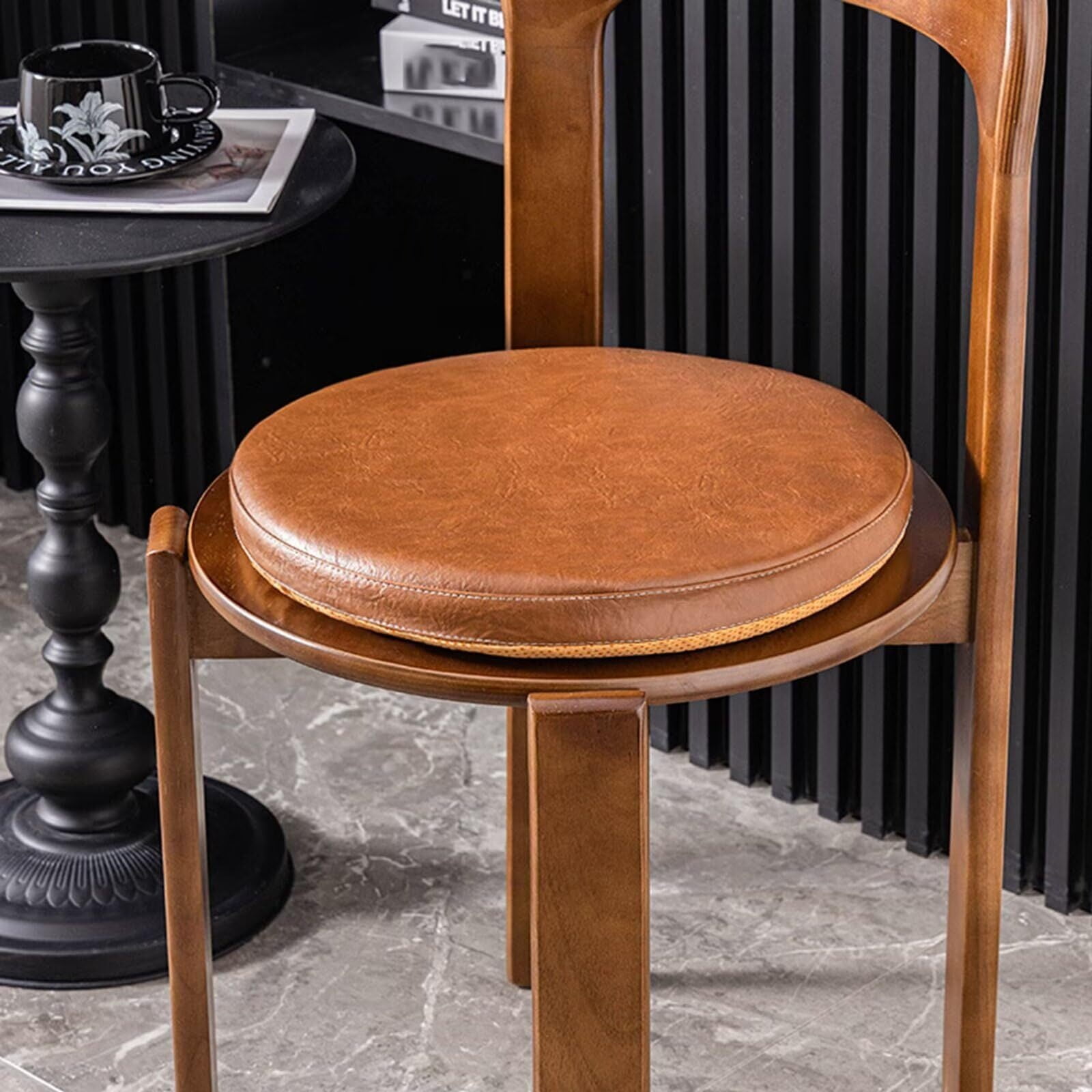 LKJYER Dining Room Chair Pads Nonslip, Bar Stool Seat Cushions Rounded , Waterproof Chair Cushion for Outdoor Furniture, Bar Stool Cushion Round with Rubber Back and Zipper Cover