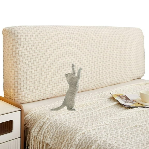 LKJYER Headboard Cover Cat Scratch Proof, Soft Stretch Bed Headboard Slipcover, Headboard Slip Cover Full Queen King Size Bed, for Bedroom Decor