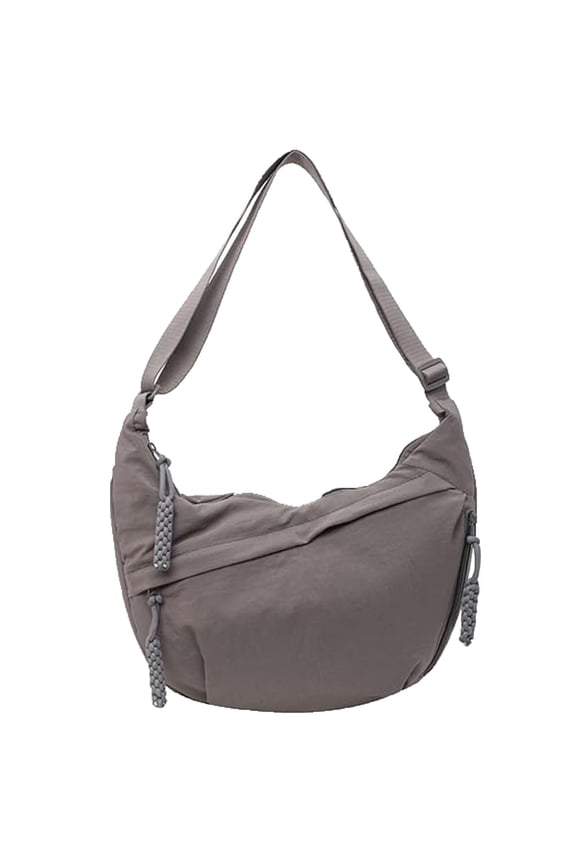 Limorence Women's Fashion Plain Color Nylon Crossbody Hobo Bag, Crescent Crossbody Bag (Beige)