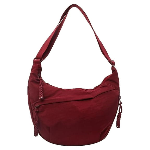 LKJYER Limorence Women's Fashion Plain Color Nylon Crossbody Hobo Bag, Crescent Crossbody Bag (Beige)