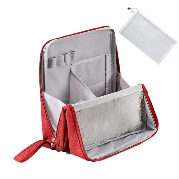 LKJYER Makeup Bag, Parallel Traveler Make-up Bags Fold Down Oxford Cloth Standing Makeup Bags Standing Makeup Bag with Slots Portable, Waterproof