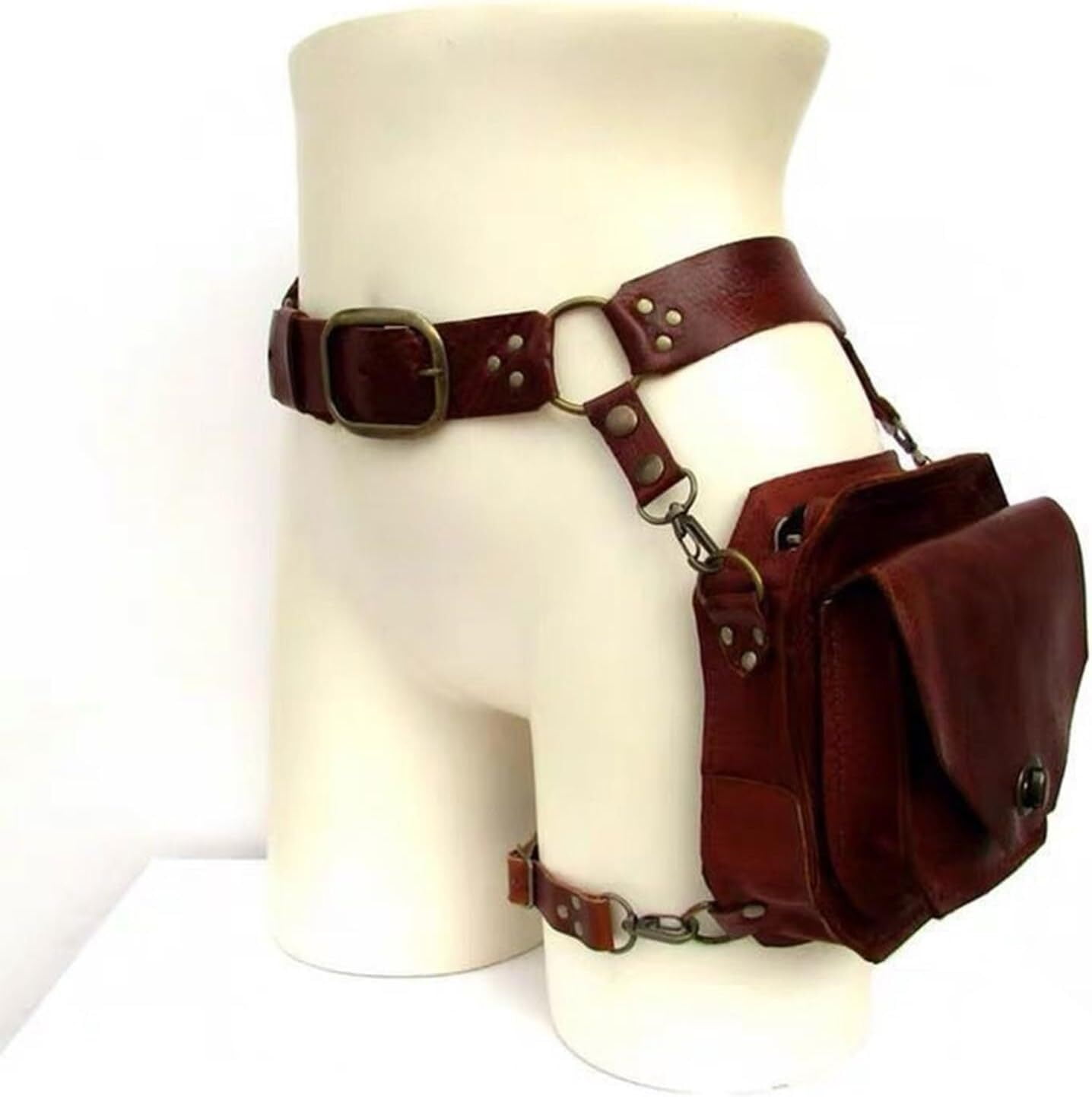 LKJYER Medieval Waist Belt Drop Leg Pack Steampunk Waist Pack Thigh Bag Leather Fanny Pack Motorcycle Waist Belt