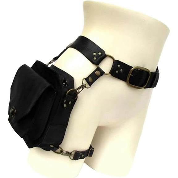 LKJYER Medieval Waist Belt Drop Leg Pack Steampunk Waist Pack Thigh Bag Leather Fanny Pack Motorcycle Waist Belt