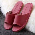 thumbnail image 1 of LKJYER Men's and Women's Genuine Leather Open Toe Slippers Summer Sandals,Open Toes Indoor Slippers Leather Sandals Casual House Shoes Bedroom Slippers Office Slippers Gift for Mens Womens, 1 of 7