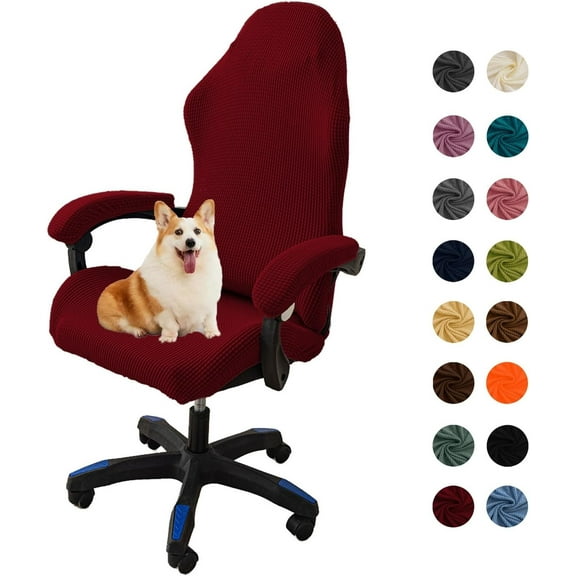 LKJYER Office Chair Cover with Armrest Covers, Gaming Computer Office Chair Seat Cover Slipcovers Stretchable Removable Universal Ergonomic Rotating Armchair Covers Thick High Back Office Seat Cover