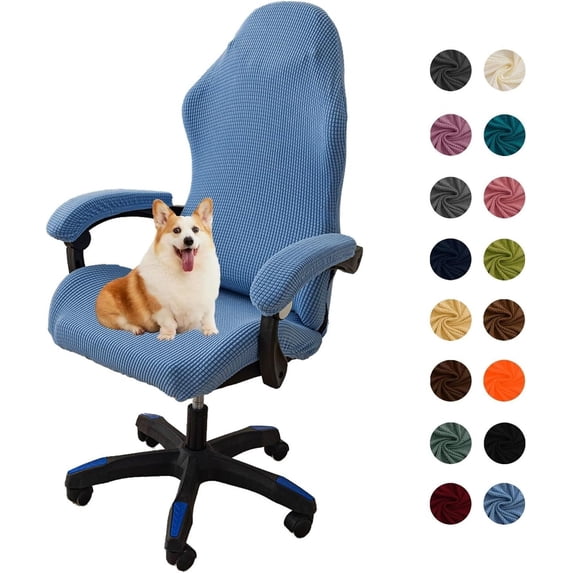 LKJYER Office Chair Cover with Armrest Covers, Gaming Computer Office Chair Seat Cover Slipcovers Stretchable Removable Universal Ergonomic Rotating Armchair Covers Thick High Back Office Seat Cover