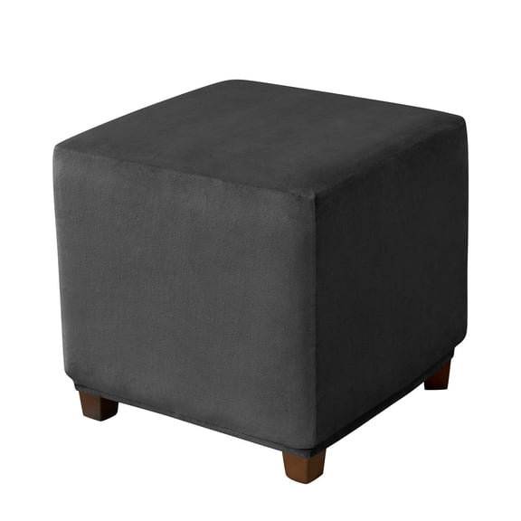 LKJYER Ottoman Cover, Ottoman Slipcover Velvet Foot Stool Cover Soft Square Storage Ottoman Cover Removable Washable with Elastic Bottom
