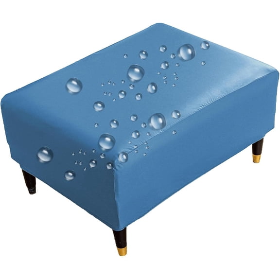 LKJYER Ottoman Covers Slipcover Rectangle Waterproof Faux Leather Footstool Cover Stretch Footrest Protectors with Elastic Bottom Folding Storage Stool Furniture Protector