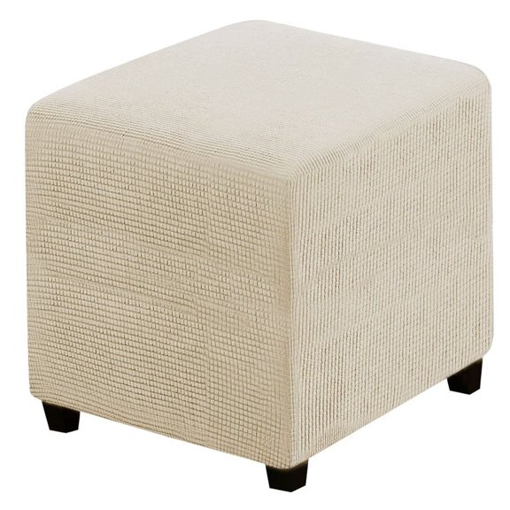 LKJYER Ottoman Covers Slipcover Square Jacquard Fabric Footstool Protector Covers Storage Stool Ottoman Covers Stretch with Elastic Bottom