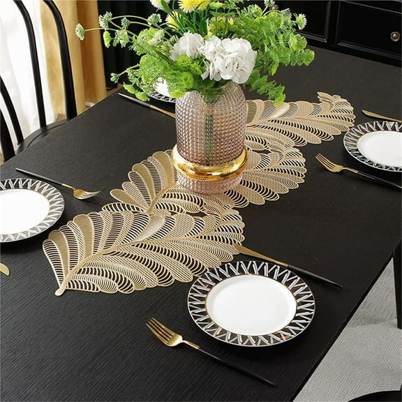 LKJYER PVC Hollow Table Runner 36 Inches Dining Table Runner Heat Resistant Table Runner Flower Shaped Table Runner Waterproof Washable Table Mats Centerpiece Table Decorations