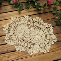 LKJYER Phantomon Lace Doilies Handmade Crochet Placemats Cotton Doilies Cloth Lace, Pack of 4, Oval Shape, 10 x 14 inch (White)