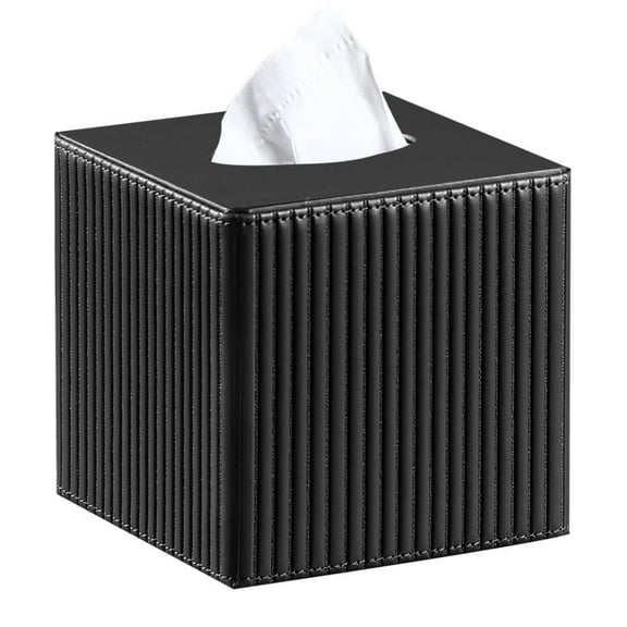 LKJYER Plus Size Tissue Box Cover, PU Leather Square Tissue Box Holder, Cube Napkin Dispenser Decorative Holder Organizer for Bathroom Vanity Countertop, Nightstand, Coffee Table, Home