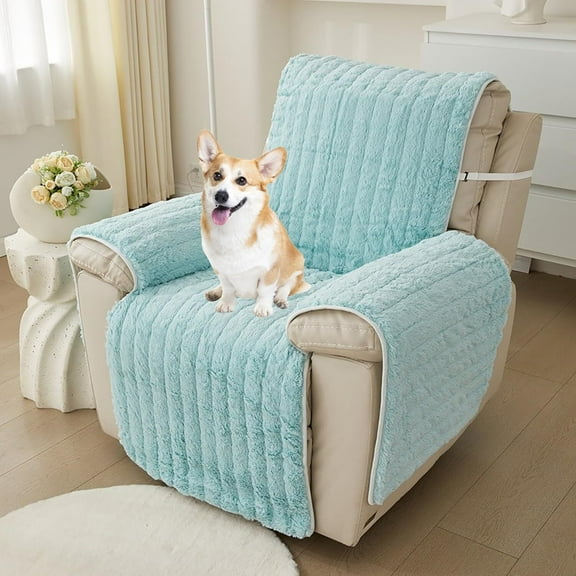 LKJYER Plush Recliner Slipcover Faux Fur Fluffy Recliner Chair Slipcover Non Slip Back Cover Super Soft Reclining Couch Cover Soft Comfort Sofa Slipcover Washable Furniture Protector