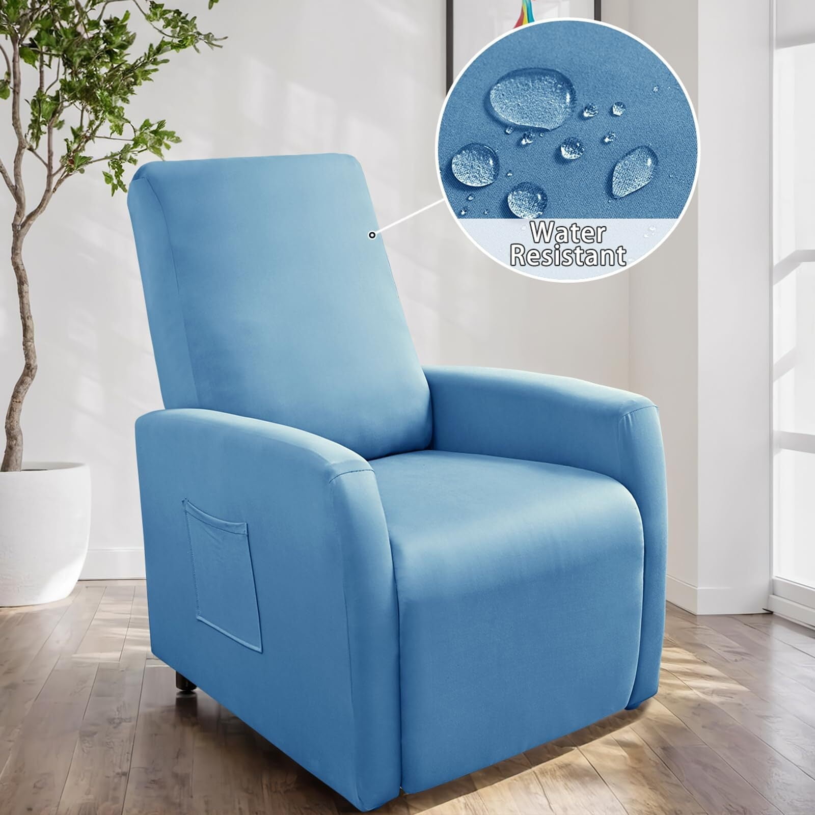 LKJYER Recliner Chair Covers 4 Pieces Waterproof Small Recliner Sofa Slipcover Stretch Recliner Slipcover for Lazyboy Recliner Chair with Storage Pocket Furniture Protector for Living Room
