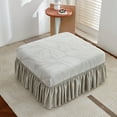 thumbnail image 1 of LKJYER Rectangle Ottoman Covers with Ruffle Skirt, Stretch Footstool Cover Storage Footrest Protectors Modular Sectional Sofa Ottoman Slipcover, 1 of 7