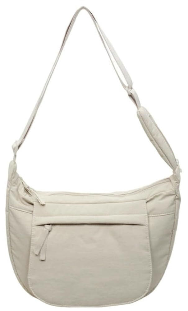 LKJYER Slouchy Nylon Bags for Women 2025 Crescent Crossbody Bag Hobo Shoulder Purse Work Travel Tote Handbag Everyday Purses