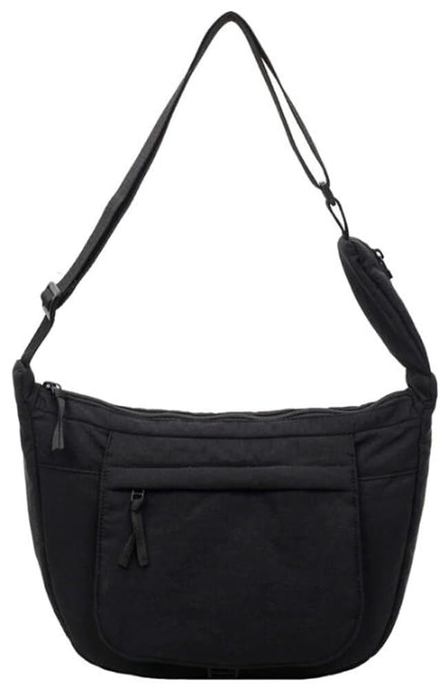 LKJYER Slouchy Nylon Bags for Women 2025 Crescent Crossbody Bag Hobo Shoulder Purse Work Travel Tote Handbag Everyday Purses