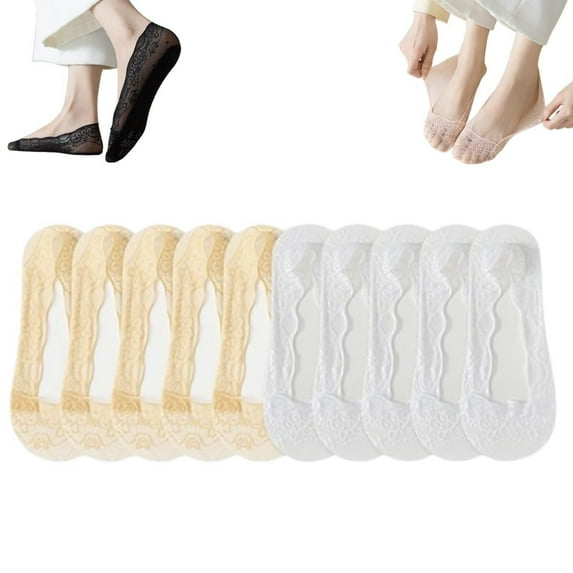 LKJYER Socks,Lace No Show Liner Socks for Women,Summer Ultra Thin Non-slip Breathable Low Cut Flats Invisible Boat Sock