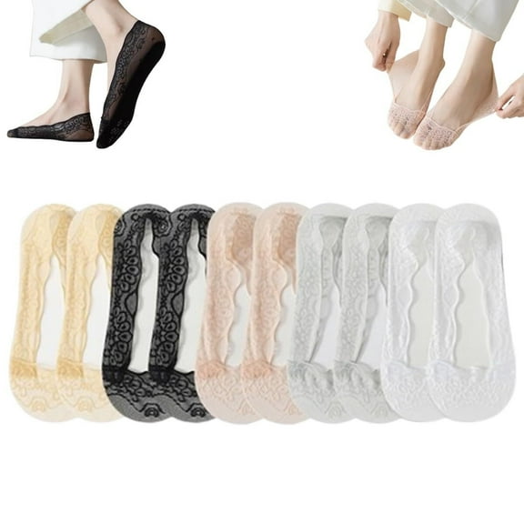LKJYER Socks,Lace No Show Liner Socks for Women,Summer Ultra Thin Non-slip Breathable Low Cut Flats Invisible Boat Sock