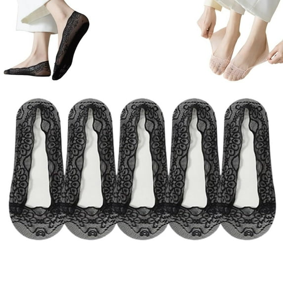 LKJYER Socks,Lace No Show Liner Socks for Women,Summer Ultra Thin Non-slip Breathable Low Cut Flats Invisible Boat Sock