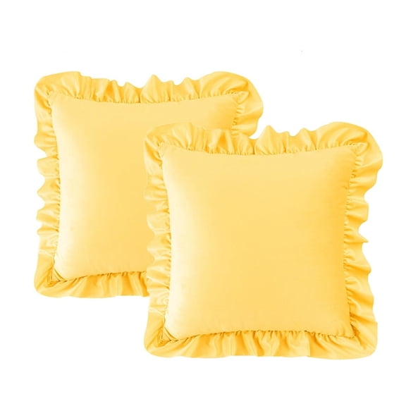 LKJYER Solid Color Ruffle Pillow Shams, 18x18 inches Square Cushion Cases with Ruffle Rustic Vintage Edge Ruffle Pillow Cover
