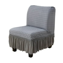 LKJYER Thick Armless Chair Slipcovers with Skirt, Seersucker Chair Cover for Living Room Hotel, Dustproof Chair Slipcover Without Arms for Accent Chairs