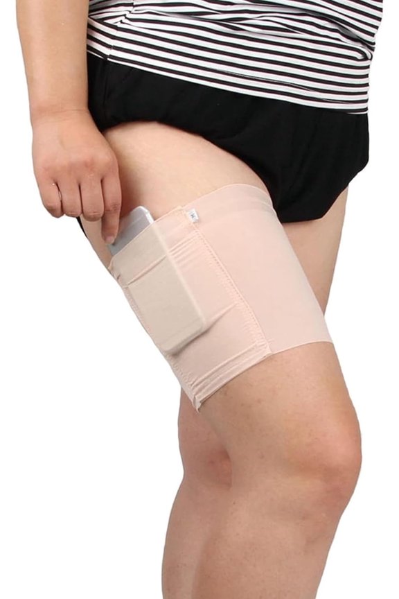 Thigh Sock Strap,Anti-Slip Phone and Credit Card Holder - Thicken Women Thigh Garter Purse for Phone Security(2-piece set)