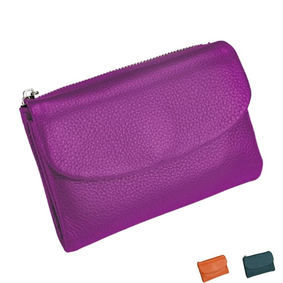 LKJYER Unisex Pebble Leather Wallet, Small Wallets for Women, 5.3In Women's Genuine Leather Coin Purse with Credit Card Holder, Coin Holder & Cash Slots