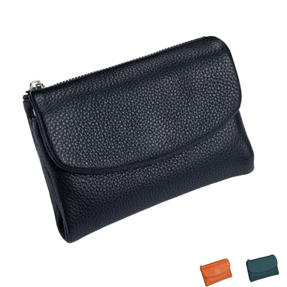 LKJYER Unisex Pebble Leather Wallet, Small Wallets for Women, 5.3In Women's Genuine Leather Coin Purse with Credit Card Holder, Coin Holder & Cash Slots
