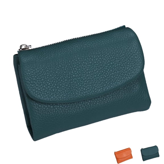 LKJYER Unisex Pebble Leather Wallet, Small Wallets for Women, 5.3In Women's Genuine Leather Coin Purse with Credit Card Holder, Coin Holder & Cash Slots