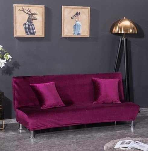LKJYER Velvet Armless Futon Slipcover,Stretch Silver Fox futon Cover, Modern Solid Color Sofa Bed Cover for for Futon Folding Bed Sofa