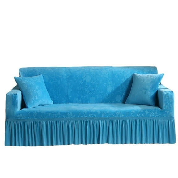LKJYER Velvet Floral Sofa slipcover,Thick Embossed Couch Cover with Ruffled Skirt,Soft Sofa Cover for Chair loveseat sectional Sofa