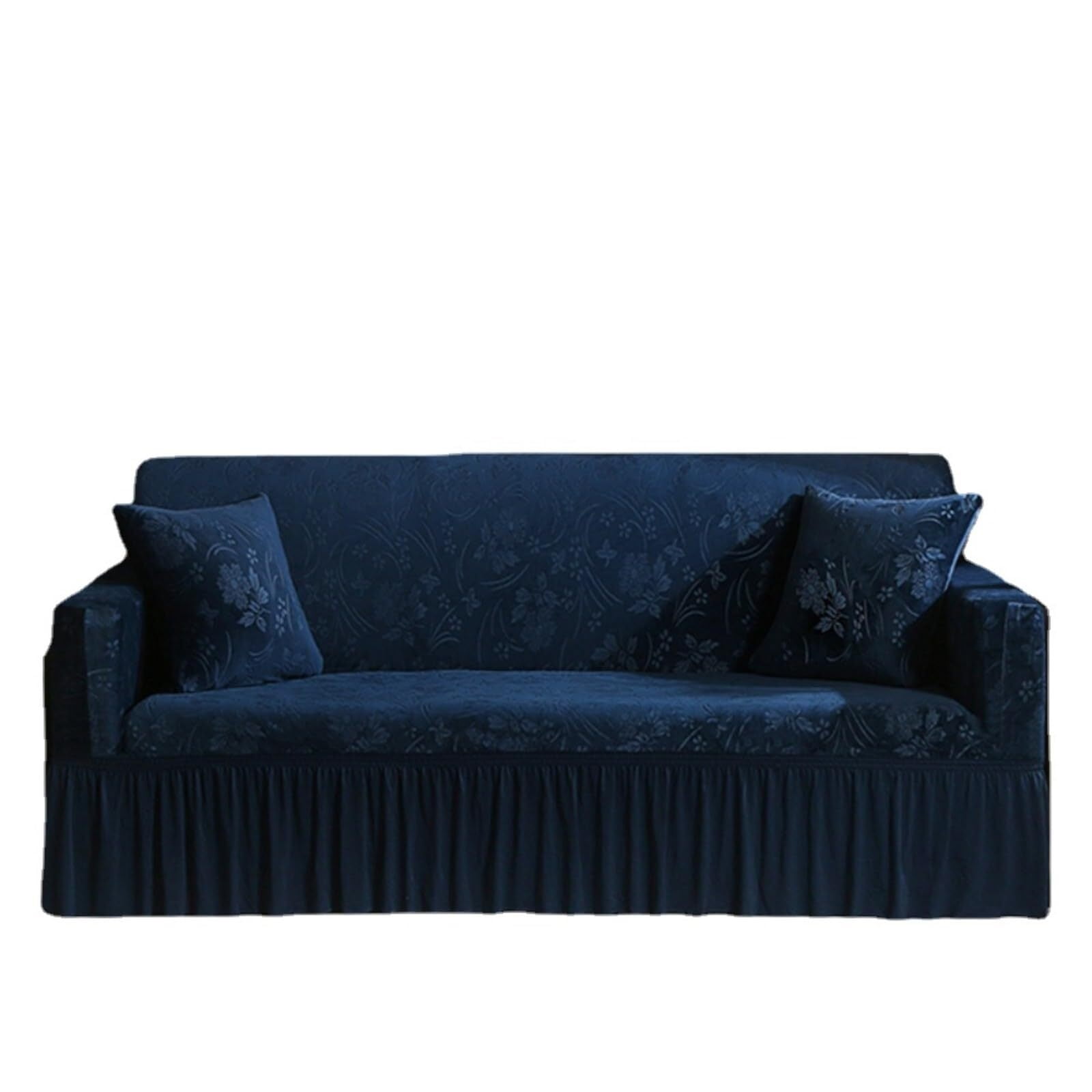 LKJYER Velvet Floral Sofa slipcover,Thick Embossed Couch Cover with Ruffled Skirt,Soft Sofa Cover for Chair loveseat sectional Sofa