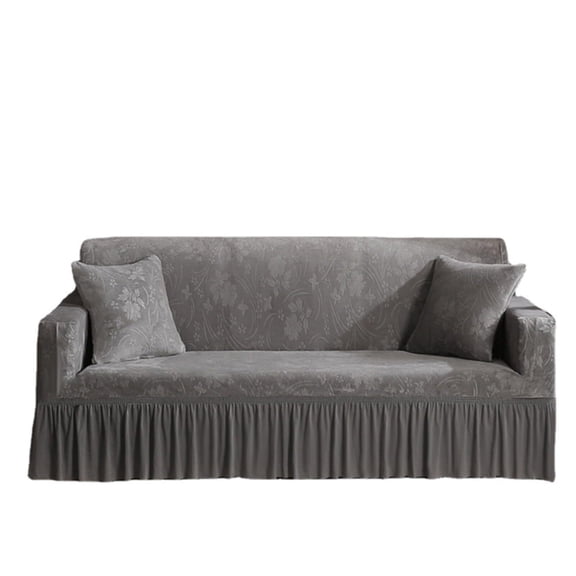LKJYER Velvet Floral Sofa slipcover,Thick Embossed Couch Cover with Ruffled Skirt,Soft Sofa Cover for Chair loveseat sectional Sofa